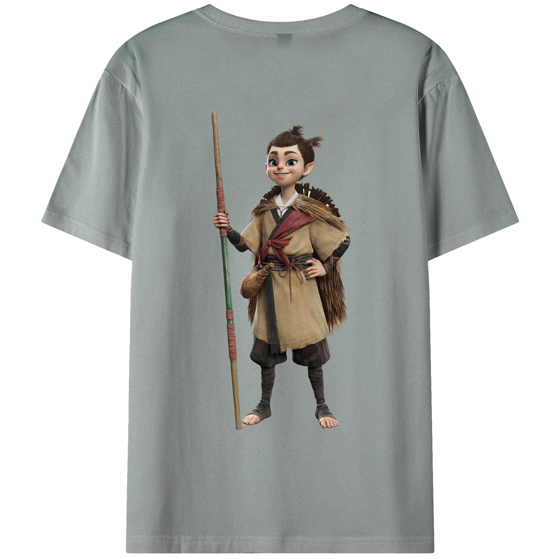 （画像用） Ne Zha 2 ナタ 魔童の大暴れ 綿100％ メンズ半袖Tシャツ（バックプリント） 通気性